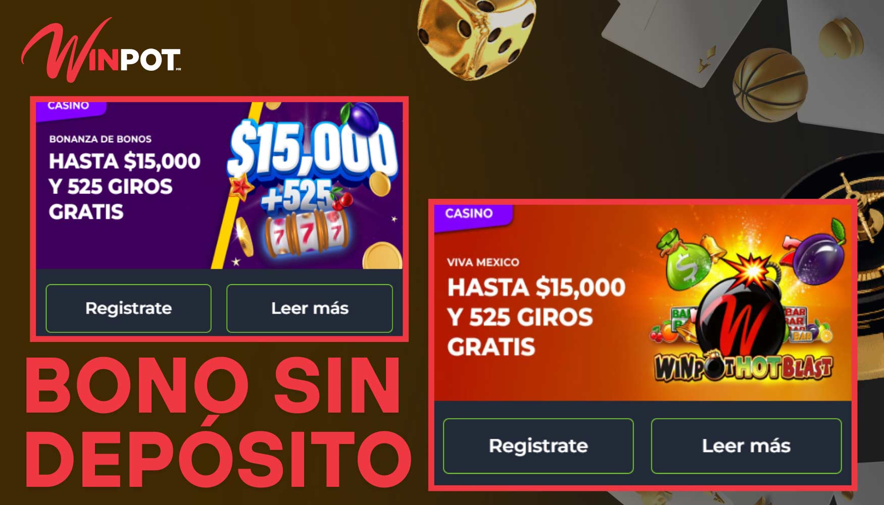 Winpot ofrece un bono sin dep&oacute;sito